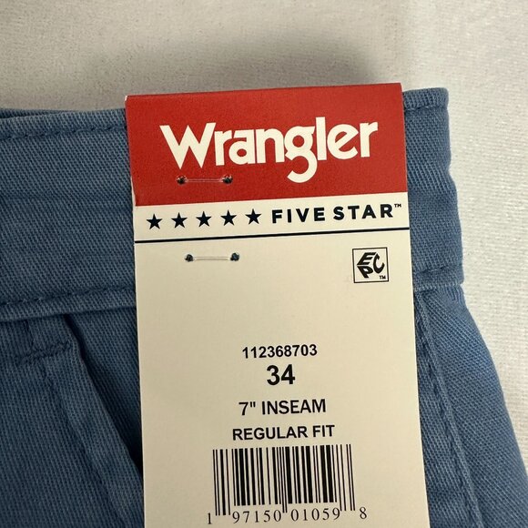 Wrangler Five Star Premium Mens 7 Inch Regular Fit Stretch Shorts Size 34 Blue - Picture 3 of 7